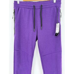 True Born Purple Tech Joggers New Slim Fit Fleece Ankle Zip Mens Sz S Streetwear